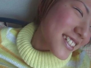 Little jap lover squeezing her susu while getting cunt finger fucked